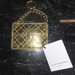 Kurt Geiger Gold Quilted Keychain